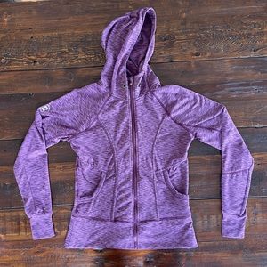 Outfitter Trading Co performance fleece hooded jacket in purple. Size M